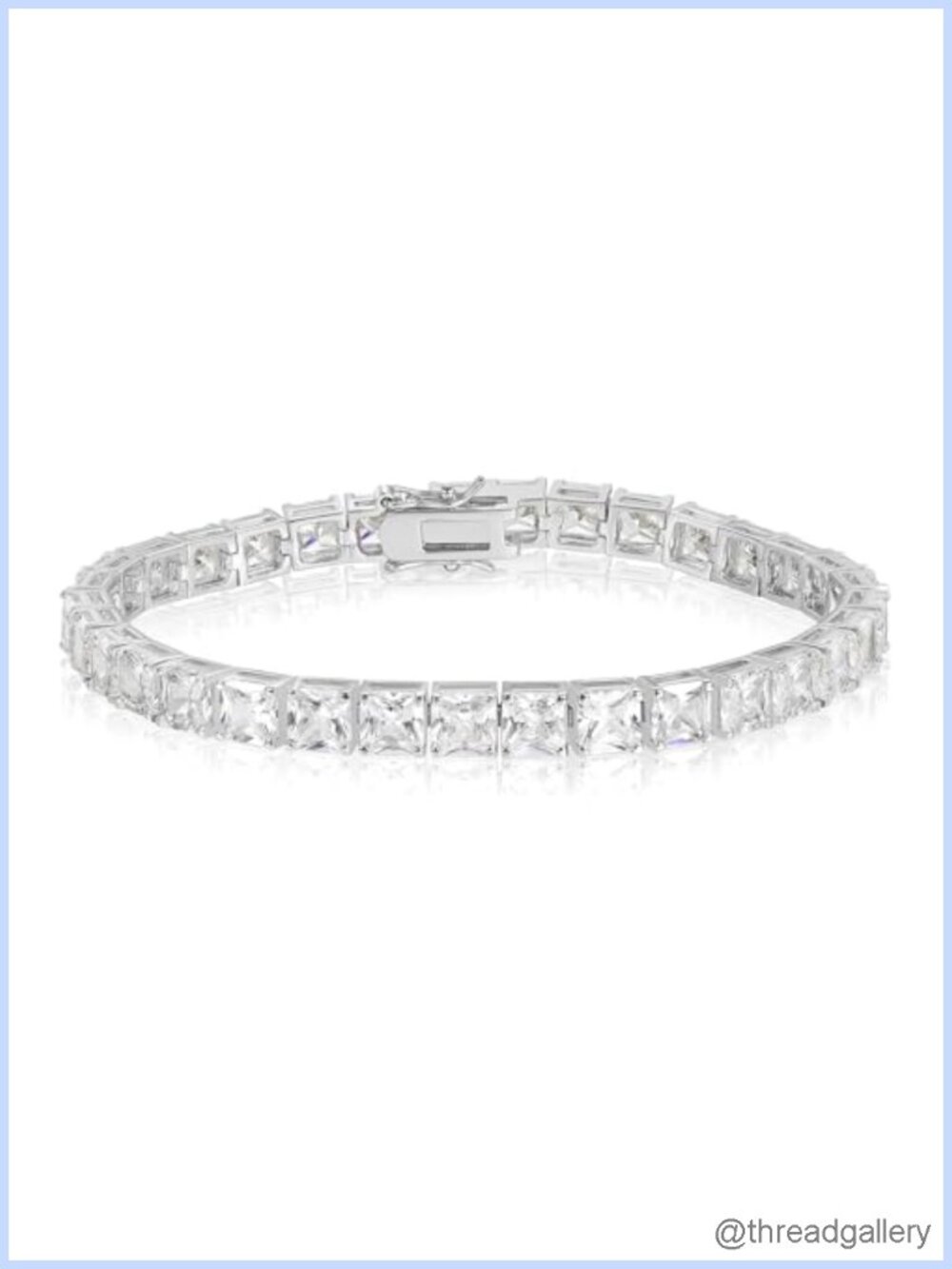 5mm Square Cubic Zirconia Tennis Bracelet 18K Gold Plated